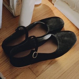 Doen Mary Jane Slipper Black Velvet 38